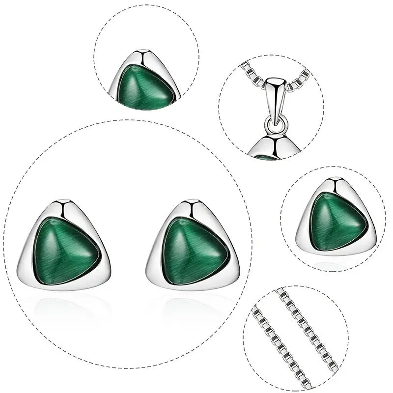 Driehoekige hanger ketting & oorbellen set